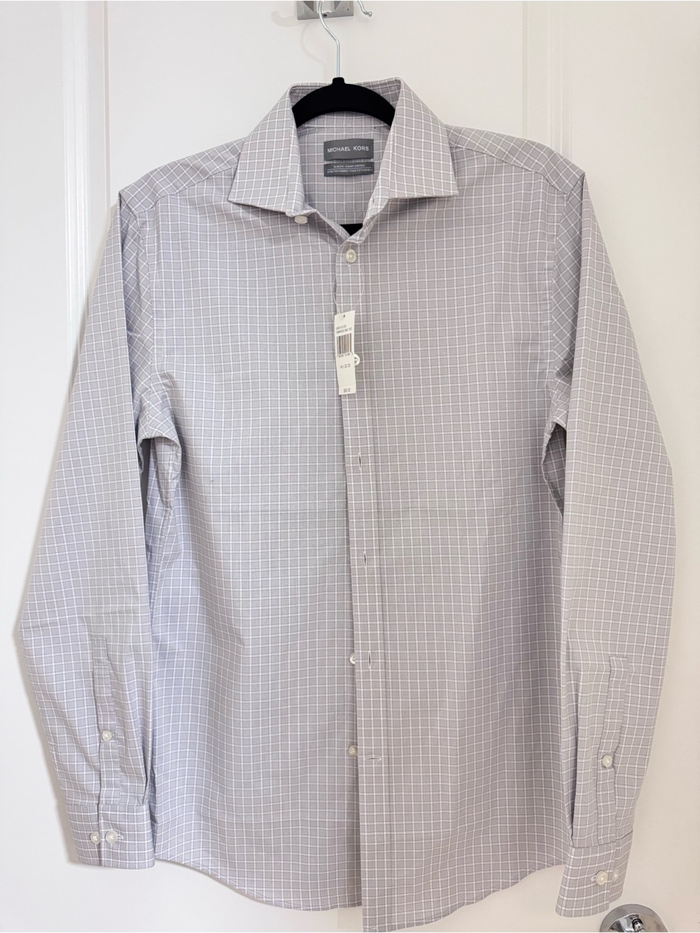 Michael Kors Men’s,Light Blue Dress Shirt, Slim Fit Stretch Size S,Long Sleeve